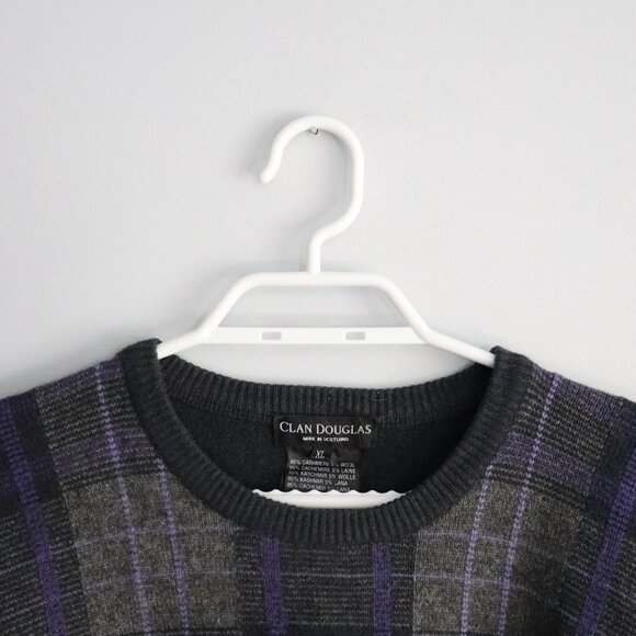 Clan Douglas Mens XL Cashmere/Wool Scotland Tartan Plaid Pullover Knit Sweater - Picture 4 of 11